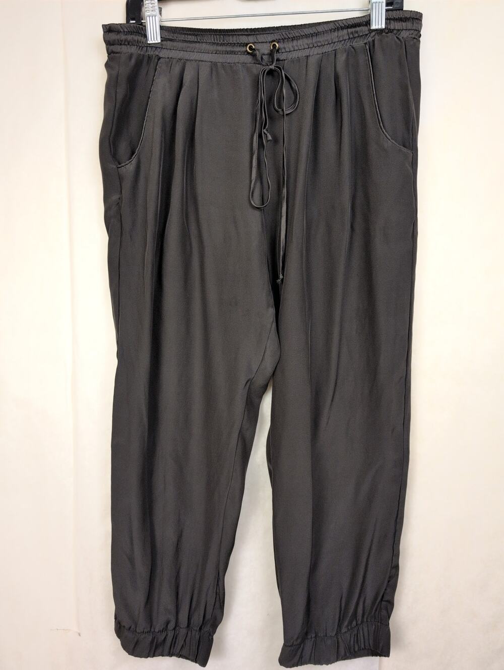 Chloe Rose 100% silk cropped jogger pants Size Sm Luxe Loungewear Minimal Glam